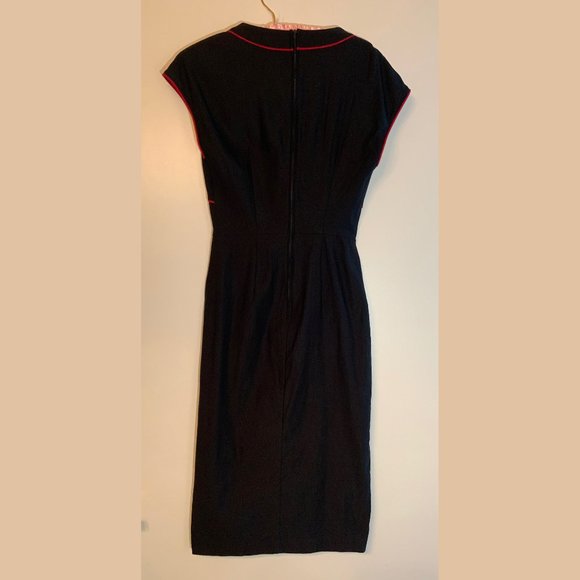 1930s Style Bombshell Stop Staring Dress-Black/Red - Picture 3 of 8